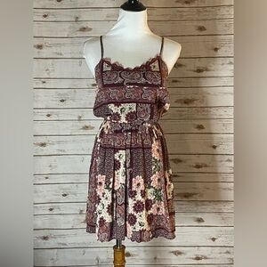 Hollister coquette boho burgundy lace-trimmed sleeveless sundress
